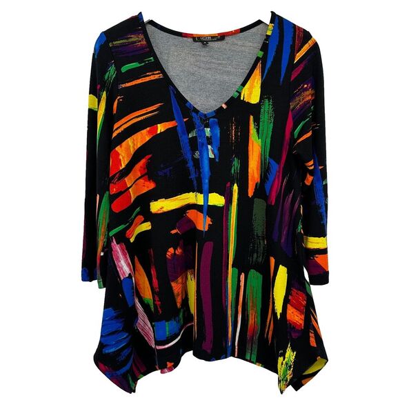 Lior Paris Tunic Top‎ Shirt Blouse Size Small 3/4 Roll Tab Sleeve Art to Wear - Picture 12 of 13